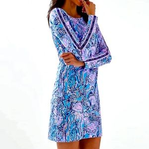 Lilly Pulitzer Beline Long Sleeve Dress Lapis Lazuli Horseshoe Bay